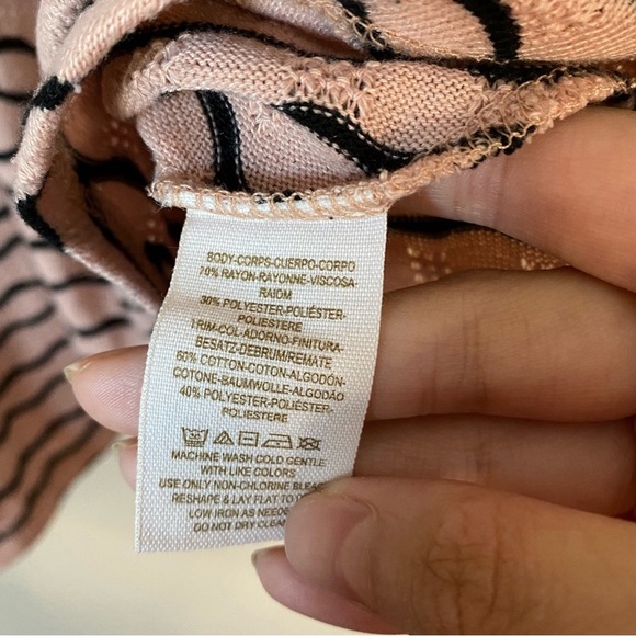 Free People Long Sleeve Striped Peplum Top Sz S - Picture 5 of 6